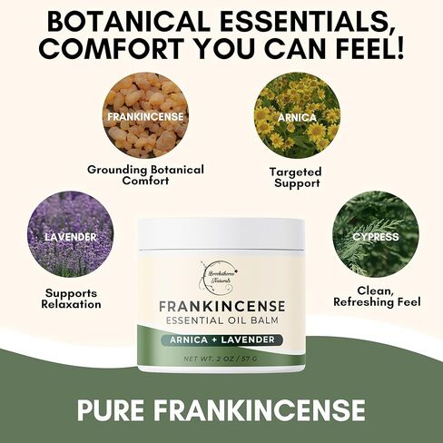 بلسم اللبان الطبيعي من بروكثورن | بلسم زيت اللبان العطري لترطيب البشرة | تهدئة العضلات ودعم المفاصل | مستخلص بوسويليا، أرنيكا مونتانا، زيت الخروع واللافندر 2 أونصة in Kuwait