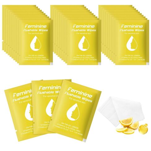 Feminine Wipes Flushable Travel Individually Wrapped,Travel Wipes for Women,Feminine Care Wet Wipes Travel Size Vaginal Wipes for Adult,Girl and Homeless(Lavender,Pack of 50) in Kuwait