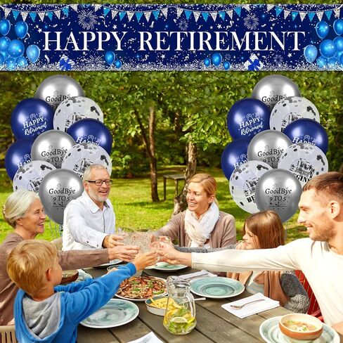 زخارف حزب التقاعد السعيد الذهب الوردي لافتة التقاعد ساحة علامة مع 18pcs البالونات التقاعد حفلة التقاعد كشك للنساء رجال زميل في العمل in Kuwait