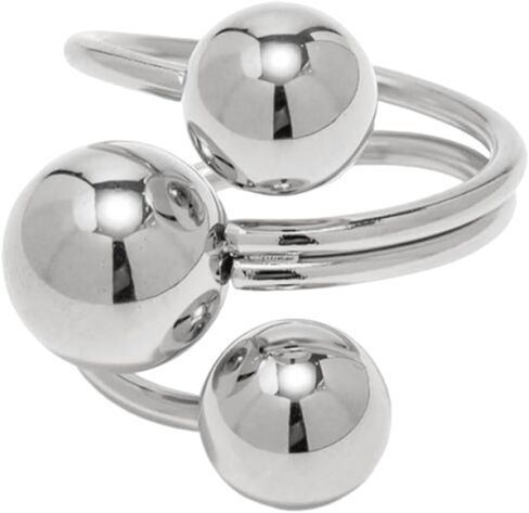 GIGB PBDK Layered Ball Statement Wrap Ring for Women Simple Chunky 14k Gold Round Balls Open Finger Rings Silver Thick Geometric Sctaking Rings in Saudi Arabia