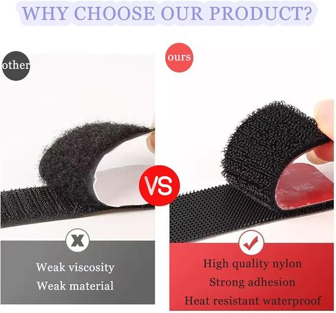 10 مجموعات من أشرطة الخطاف والحلقة شديدة التحمل، شريط لاصق مزدوج الجوانب، 1.2 بوصة * 3.2 بوصة أسود قوي التثبيت للاستخدام الداخلي والخارجي على الجدران، الزجاج، البلاط، المعدن، الخشب، والمزيد in Kuwait