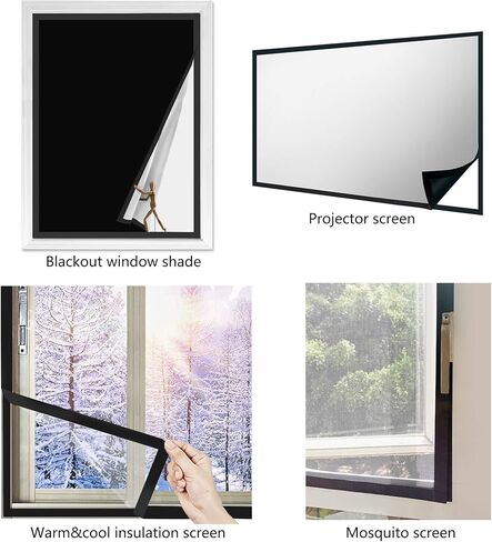 Window Screen Frame Border Tape Self Adhesive Hook and Loop Strip for DIY Net Mesh Screen Edging Strips (20'Black) in Saudi Arabia