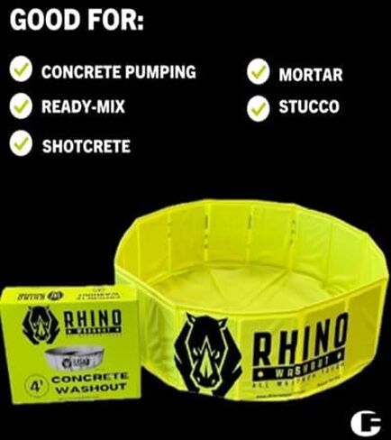 Gen 2 Concrete Placing System 1PC Washout Container by Rhino All-Weather Tough Waterproof and Leakproof Cleanout Tub for Concrete Pumping, Ready-Mix, Shotcrete, Mortar, Stucco (WOP-070SU-G2) in Saudi Arabia