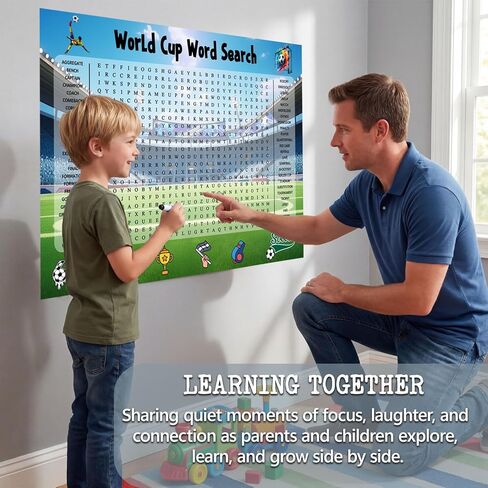 ملصق بحث عن كلمة كأس العالم مقاس 36 × 24 بوصة، ملصق حائط كبير لألعاب كرة القدم مع علامات، ورق مصفح مقاوم للماء، لعبة الحفلات للعائلة والأصدقاء والاحتفال بكأس العالم (كأس العالم، 36 × 24 بوصة) in Kuwait