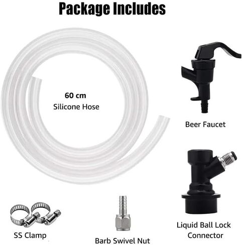 Ball Lock Beer Line Assembly, Picnic Tap Faucet with 60cm Silicone Hose, Beer Dispenser for Corny Keg Soda Dispensing in Saudi Arabia