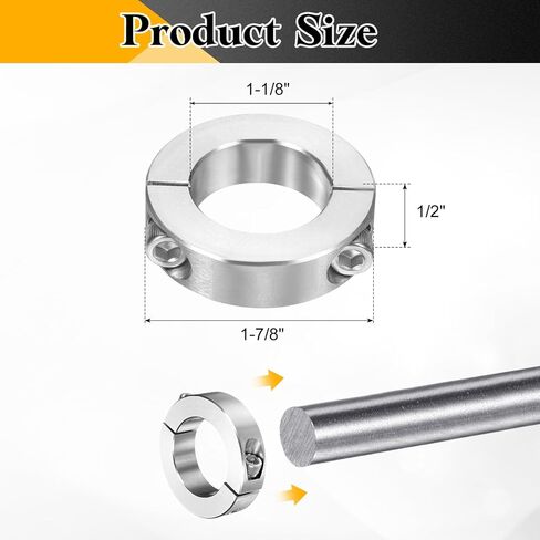 uxcell 2 Pcs Double Split Shaft Collar 1-1/8" Bore, Two Piece Clamping Collar 1-7/8" OD 1/2" Thickness, 303 Stainless Steel Set Screw Split Collar in Saudi Arabia