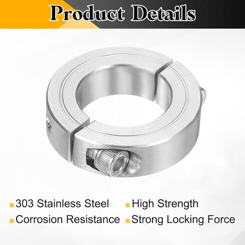 uxcell 2 Pcs Double Split Shaft Collar 1-1/8" Bore, Two Piece Clamping Collar 1-7/8" OD 1/2" Thickness, 303 Stainless Steel Set Screw Split Collar in Saudi Arabia