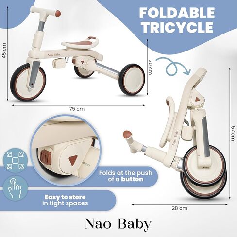 Toddler Tricycle 5-in-1 Folding Convertible – Tricycle for Toddlers 1-3 & Tricycles for 3-5 Year Olds | Toddler Bike & Balance Bike 2 Year Old | Push Car with Removable Handle and Baby Tricycle in Saudi Arabia