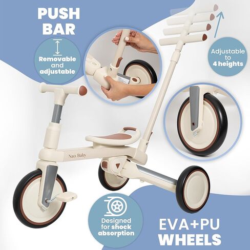 Toddler Tricycle 5-in-1 Folding Convertible – Tricycle for Toddlers 1-3 & Tricycles for 3-5 Year Olds | Toddler Bike & Balance Bike 2 Year Old | Push Car with Removable Handle and Baby Tricycle in Saudi Arabia