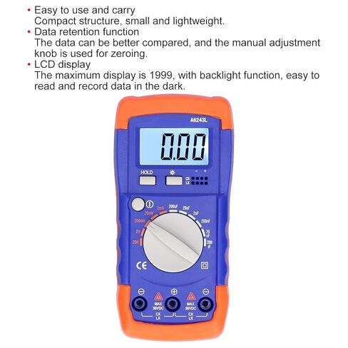 Capacitance Tester, Multifunctional Digital Inductance Meter, High Accuracy, Low Energy Consumption - Backlit LCD Display, Data Retention, Portable Electrical Measurement Tool in Saudi Arabia