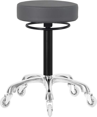 Swivel Rolling Stool Round Chair,Thick Sturdy Padding,Adjustable Stool with Wheels for Doctor(Camel) in Kuwait