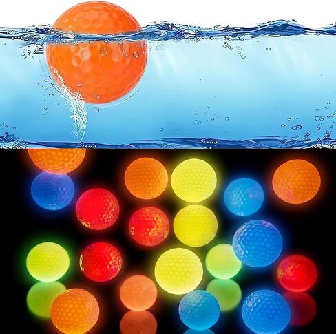 Skylety 16 Pack Glow in The Dark Floating Golf Balls 4 Colors Luminous Practice Water Floater Golf Balls 1.68 Inch Regulation Size for Night Water, Synthetic Rubber Core, Red, Orange, Yellow, Blue in Saudi Arabia