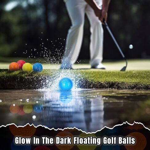 Skylety 16 Pack Glow in The Dark Floating Golf Balls 4 Colors Luminous Practice Water Floater Golf Balls 1.68 Inch Regulation Size for Night Water, Synthetic Rubber Core, Red, Orange, Yellow, Blue in Saudi Arabia