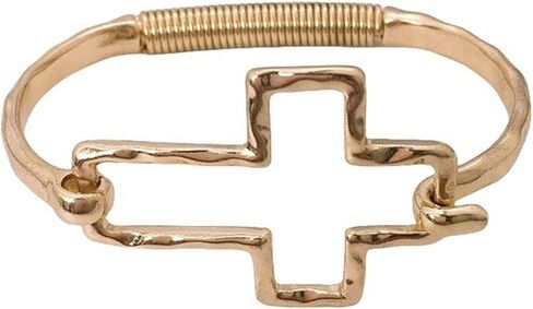 Chunky Gold Cross Bracelet for Women Silver Hadnmade Big Cross Bangle Bracelet Jewelry Gift for Women in Saudi Arabia