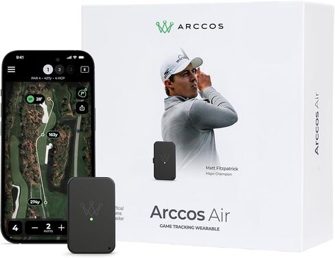 Arccos Air - نظام التتبع التلقائي لألعاب الجولف مع محدد المدى GPS AI والتحليلات المكتسبة للسكتات الدماغية (لا يلزم وجود أجهزة استشعار للنادي، عضوية مجانية للسنة الأولى) in Kuwait