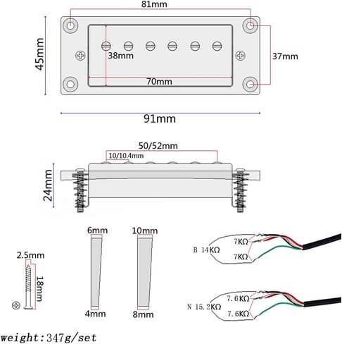 Guitar Humbucker Pickups Set,Double Coil Neck and Bridge Pickup Replacement Parts for LP Electric Guitar (GOLD) in Kuwait