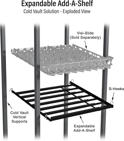 ديسبلاي تكنولوجيز كولد فولت قابل للتوسيع (عبوة من 4) - زيادة التخزين والتنظيم في التخزين البارد الخاص بك، منظم المشروبات للعلب والزجاجات والمزيد in Kuwait