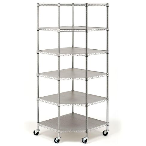 Heavy Duty Steel 6-Tier Corner Restaurant Shelf Commercial Food Storage, NSF Approved in Saudi Arabia