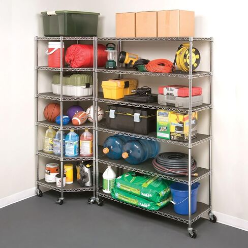 Heavy Duty Steel 6-Tier Corner Restaurant Shelf Commercial Food Storage, NSF Approved in Saudi Arabia