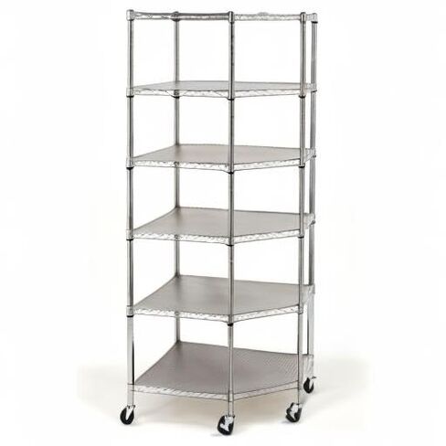 Heavy Duty Steel 6-Tier Corner Restaurant Shelf Commercial Food Storage, NSF Approved in Saudi Arabia