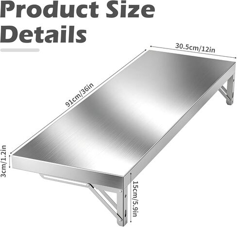 36" x 12" Folding Concession Shelf – Stainless Steel Drop Down Concession Serving Window for Food Trucks | Versatile & Space-Saving Folding Food Shelf for Concession Windows, Restaurant in Kuwait