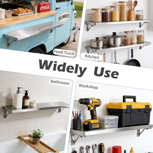 36" x 12" Folding Concession Shelf – Stainless Steel Drop Down Concession Serving Window for Food Trucks | Versatile & Space-Saving Folding Food Shelf for Concession Windows, Restaurant in Kuwait