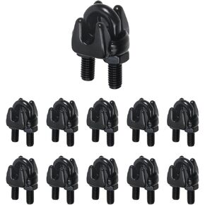 10 عبوات 1/8 بوصة M3 316 مشبك كابل سلك من الفولاذ المقاوم للصدأ، مشبك سلك حبل تثبيت على شكل حرف U، يستخدم للتزوير، أنظمة الدرابزين المؤقتة واللافتات المعلقة (M3، أسود) in Kuwait