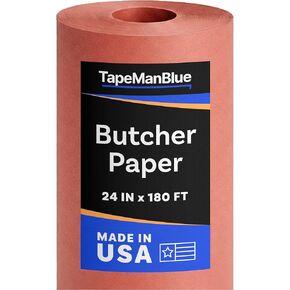 لفة ورق الجزار الوردي، 24 بوصة × 2160 بوصة (180 بوصة)، مصنوعة في الولايات المتحدة الأمريكية، 40 رطل. لفة من ورق الجزار للطعام للمدخن، أو تغليف، أو تخزين اللحوم، وإكسسوارات الشواء، غير مشمع وغير مطلي in Kuwait