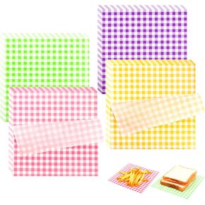 200PCS Checkered Wax Paper Sheets for food 7x7 Inch Checkered Deli Paper Sheets Food Basket Liners for Sandwich Burger Bread Greaseproof Food Wrapping for Picnic Party Picnic in Saudi Arabia