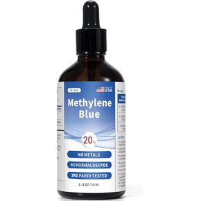 الميثيلين الأزرق من الدرجة الصيدلانية، محلول 20%، مكمل منشط للذهن بنسبة نقاء 99.9% للبشر، تركيز أعلى من 1%، 2%، 3%، 5%، تم اختباره بواسطة طرف ثالث، خالٍ من الفورمالديهايد، 60 مل in Kuwait