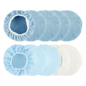 9 to 10 Inch Car Polisher Pad Bonnet 10Pcs Car Polishing Bonnet Buffing Pads 8Pcs Microfiber+ 2Pcs Woollen in Kuwait