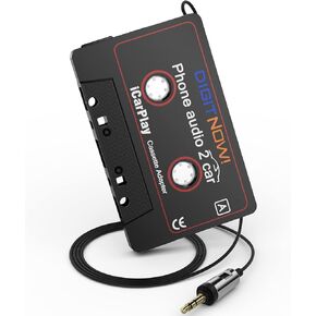 Car Audio Cassette Adapter Receiver, Bluetooth 5.0 Cassette Aux Adapter for Listening Mobile Phone Music and Car Voice Handsfree(Black) in Kuwait