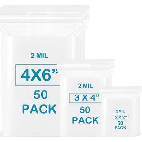 3''X 4'' (Pack of 100) 2 Mil Thick Clear Reclosable Small Zip Plastic Poly Bags With Resealable Lock Seal Zipper for Photo, Jewelry, Bakery, Treats, Travel, Storage, Packaging & Shipping in Kuwait