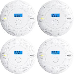 Smoke and Carbon Monoxide Detector, 2 in 1 Smoke Detector, LED Warning Light Indicators, 10 Year Battery (White), 4 Pack in Kuwait
