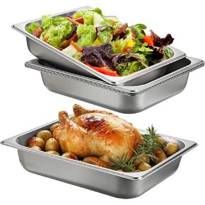 BSTKEY 6 عبوات من مقالي الفندق بحجم 1/2، مقلاة طاولة بخار من الفولاذ المقاوم للصدأ بعمق 2.56 بوصة، صواني تسخين الطعام قابلة للتكديس للبوفيه، مقالي الطعام التجارية للمطبخ والمطاعم ومستلزمات الحفلات in Kuwait