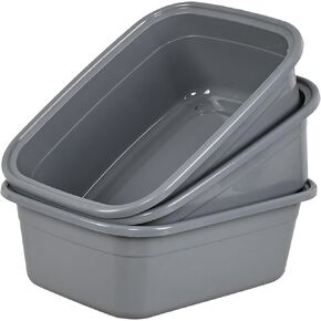 3 قطع من مقلاة أطباق بلاستيكية بسعة 18 لتر، حوض غسيل كبير مستطيل، رمادي in Kuwait