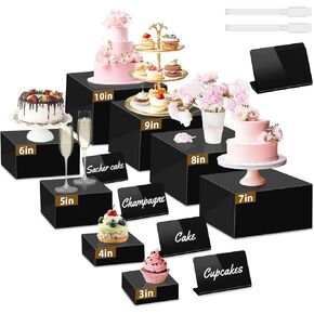 8Pcs Buffet Risers, Large Food Risers for Buffet Table, Acrylic Cube Boxes Display Nesting Risers with Hollow Bottoms, Dessert Cake Display Stand Riser Set for Party Jewelry Collectibles White (3",4",5",6",7",8",9",10") in Saudi Arabia