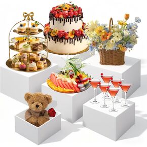 6 قطع من حاملات وحوامل البوفيه، ورافعات الطعام لطاولة البوفيه، ورف حامل العرض للحفلات، وتقديم الطعام، والمجوهرات والمقتنيات، وصناديق تعشيش أكريليك بيضاء لعرض الطعام (3" 4" 5" 6" 7" 8") in Kuwait