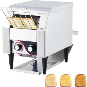 Commercial Conveyor Toaster, 150 Slices/h Heavy Duty Stainless Steel Toaster, Dual Heating Tubes, 7-Speed Adjustable Electric Oven for Bagels, Croissants, Bakery, Café in Kuwait