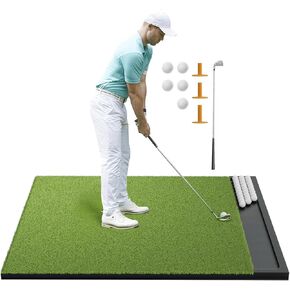 Integrated Golf Mat with Ball Tray, 5x4ft Practice Mat Set, Thickening Golf Mats Practice Outdoor & Indoor, Artificial Turf Matt Includ Balls,Tees, Club in Kuwait