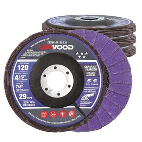 5-Pack 4.5" x 7/8" Ceramic Flap Disc, 80 Grit, Bevel Type #29, Premium Industrial Grade, High-Performance Angle Grinder Grinding Wheel for Edge Grinding - Purple in Kuwait