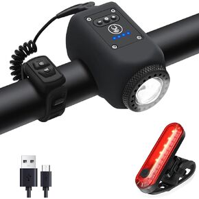 Electric Bike Horn and Light 2 in 1, 110dB Ebike Horn for Adults, Rechargeable Bike Headlight with Horn and Tail Light Set, 6 Sound Modes + 4 Light Modes, IPX5 Waterproof, Bicycle Accessories in Kuwait