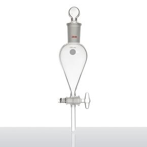 Separating Funnel, 30ml-125ml, Top Ground Connection, Bottom Branch, Top Glass Stopper, 2mm Glass Valve Opening, F78(125mL-F781125) in Kuwait