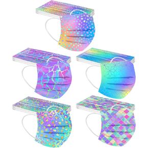 50 قطعة من أقنعة الوجه للاستعمال مرة واحدة للنساء من بيكي، أقنعة وجه للاستعمال مرة واحدة بتصميمات - 3 طبقات قابلة للتنفس، قناع وجه لطيف متدرج مع سلك أنف للبالغين من الفتيات المراهقات in Kuwait