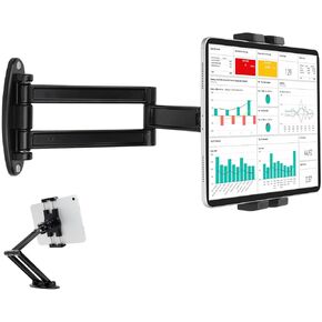 Foldable Tablet Wall Mount Holder for 7~12.9 inch Tablets iPad/Nexus/LG G Pads/e-Reader/Switch, Adjustable Extension Articulating Arm Swivels Mount (Black) in Kuwait