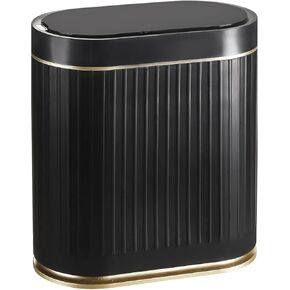 سلة مهملات الحمام من ELPHECO بسعة 2 جالون من البلاستيك الذكي، سلة مهملات مقاومة للماء، ديكور الحمام، سلة قمامة ضيقة مع غطاء تلقائي لغرفة النوم، المطبخ (بيج) in Kuwait