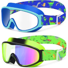 Vvinca Kids Swim Goggles 2 Pack, Cartoon Comfort Fabric Strap No Hair Pulling Anti-Fog/UV Swimming Goggles for 3-12 in Kuwait