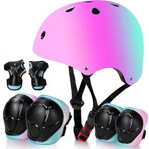 Kids Bike Helmet Set Adjustable for Children, Boys, Girls and Teenagers Aged 3-14 Years Includes Elbow, Knee, Wrist Guards Children's Helmet Protection Set for Bikes SkateboardsRollerskates in Kuwait