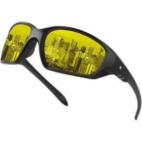 BIRCEN Night Vision Glasses for Driving: Running Cycling Sport Night Anti Glare Yellow Glasses for Men Women in Kuwait