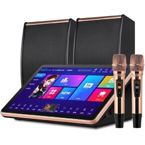 Karaoke System Desktop KTV Player, Capacitive Touch Screen Karaoke Machine with Wireless Microphone, Power Amplifier Function (Black) in Kuwait